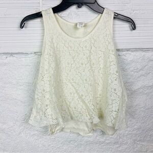 btween Ivory Floral Lace Tank Top girls size 10